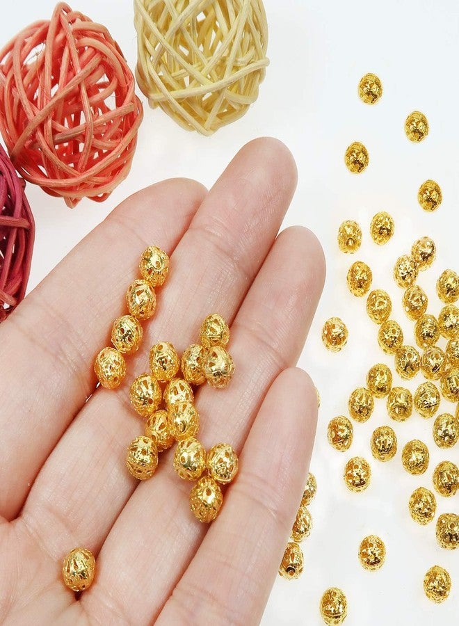 Dhruv Crafts Gold Spacer Beads 6mm Filigree Hollow Ball Beads Round Metal Loose Beads for DIY Crafts Bracelets Necklaces Earrings Jewelry Making |100 Pieces| |Gold| |8MM| - Image 4